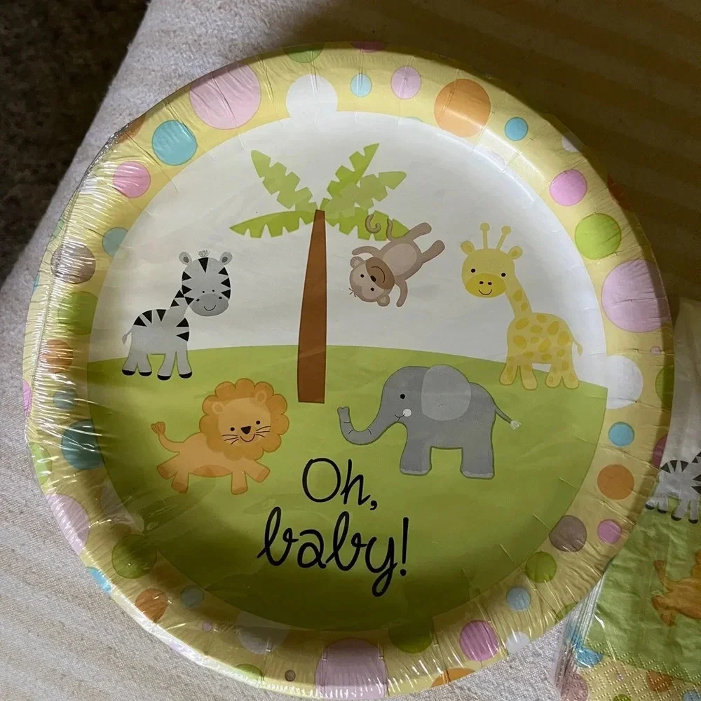 Safari Zoo Animal Plates & Napkins for Baby Shower